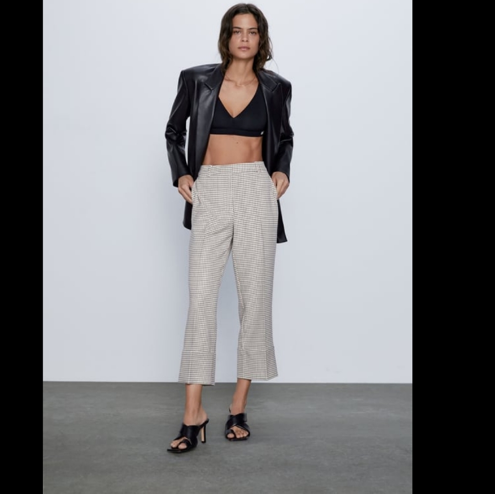 Zara Cropped Plaid Pants NWOT